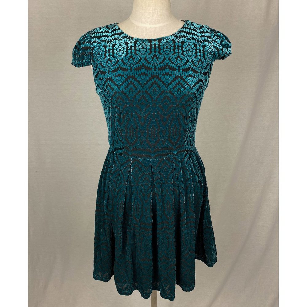Modcloth Blue Burnout Velvet Dress